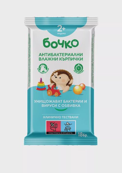 Бочко Антибактериални влажни
кърпички