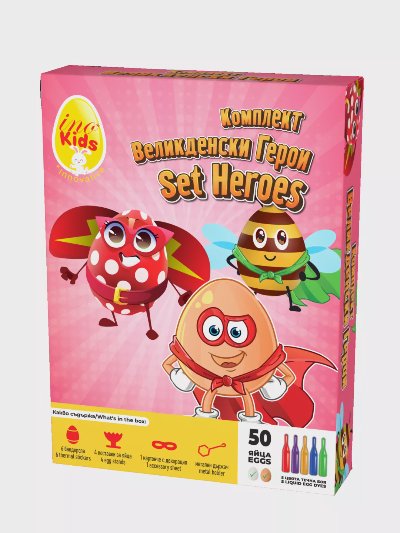 Комплект боя за яйца с детски стикери
различни видове