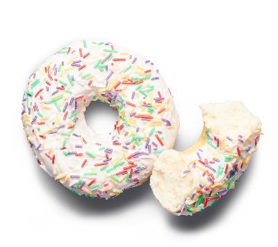 Донът с цветна поръска и бял шоколад