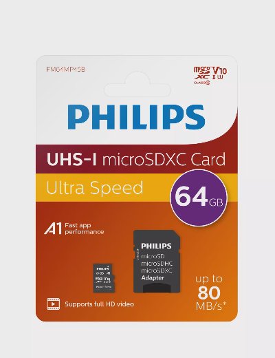 Philips MicroSD карта с адаптер
64 GB