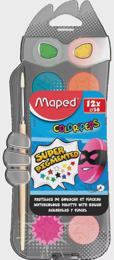 Maped Водни бои
с четка, 12 цвята